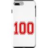 Numbers and Letters Custodia per iPhone 7 Plus/8 Plus Numero 100 in stile squadra sportiva rossa
