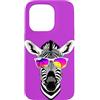 Zebra Wearing Cool Shades Vaporwave Suns Custodia per iPhone 15 Pro Zebra Indossare Cool Occhiali Da Sole Vaporwave Tramonto 80s 90s Retro