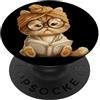 Bookworm Teacher Theme Library Reader Gr Gattino Ritratto Libro Aperto Lettura Cat Amante Grafica Rotonda PopSockets PopGrip Adesivo