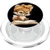 Big Ears Teacher Reader Graphics Open Bo Carino Fox lettura libro amante animale grafico bambino ritratto PopSockets PopGrip per MagSafe