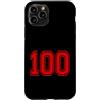 Numbers and Letters Custodia per iPhone 11 Pro Numero 100 in stile squadra sportiva rossa