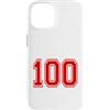 Numbers and Letters Custodia per iPhone 14 Numero 100 in stile squadra sportiva rossa