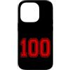 Numbers and Letters Custodia per iPhone 14 Pro Numero 100 in stile squadra sportiva rossa