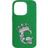 Initial Monogram King Queen Crown Furnis Custodia per iPhone 14 Pro Lettera G Iniziale + Corona Verde Foresta