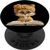 Bookworm Teacher Theme Library Reader Gr Piccolo cucciolo aperto libro lettura cane amante grafico ritratto PopSockets PopGrip Adesivo