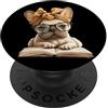 Frenchie Teacher Reader Bow Graphics Bab Simpatico bulldog lettura cane libro amante animale grafico francese PopSockets PopGrip Adesivo