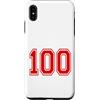 Numbers and Letters Custodia per iPhone XS Max Numero 100 in stile squadra sportiva rossa