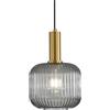 HJXDtech Lampadario in Metallo Dorato e Vetro, Vintage Lampada a Sospensione da Camera & Cucina, Lampadari per Tavolo da Pranzo,Portalampada E27,Stile Moderno-Retrò (Grigio, 20cm)