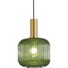 HJXDtech Lampadario a sospensione industriale vintage in vetro a coste, lampada da soffitto moderna in ottone lucidato retrò per cucina salone camera da letto (Verde, 20cm)