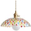HJXDtech Lampada a Sospensione con Paralume in Vetro Mosaico Dipinto a Mano, Lampadario Sospesa da Soffitto Vintage E27 con Interruttore per Cucina Soggiorno e Sala da Pranzo (30cm)