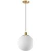 HJXDtech Lampadario Minimalista a Sfera in Vetro Bianca, Lampada a Sospensione Moderna E27 con Finitura in Ottone per Cucina Camera da letto Sala da pranzo (30cm)