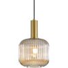 HJXDtech Lampadario a sospensione industriale vintage in vetro a coste, lampada da soffitto moderna in ottone lucidato retrò per cucina salone camera da letto (Ambra, 20cm)