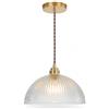 HJXDtech Lampadario a sospensione industriale vintage con cupola in vetro, Lampada da soffitto a soppalco E27 in ottone rame (21cm)