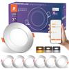 DUSKTEC Faretti LED da Incasso per Cartongesso Nichel Smart Bluetooth, 6 Pezzi, Faretti LED Soffitto Alexa, 2700K-6000K Bianco Freddo Caldo, Dimmerabili con APP, IP44 220V Faretto Foro 68-85mm