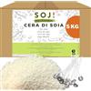 Soj - Cera di soia 5 kg per candele SENZA OGM 100% Naturale, E-BOOK+50 stoppini in omaggio confezione di candele, cera per candele, confezione da 5 kg