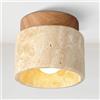 WOTTES Lampada da soffitto Travertino Giallo Naturale Lampadario Retrò Wabi Sabi Plafoniera Interni Luce da soffitto Vintage Illuminazione per Camera da letto, Corridoio, Soggiorno (Stile C)