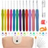 RealPlus Uncinetto Set in Gomma, 12pz Generic Uncinetti con 32 Accessori, Crochet kit di Dimensioni Complete, Kit Uncinetto per Principianti, Regalo per Ragazze con Scatola (Rosa-44pz)