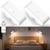 Lacasa Lampada da Parete Interno, 2 Pack LED Applique da Parete Senza Fili con Telecomando, 3 Modalità Ricaricabile Applique Controllo Touch, Dimmerabile Rotazione a 360° Luce di Lettura per Soggiorno