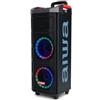 AIWA - KBTUS-608 Sistema di Amplificazione Portatile, 600W di Potenza, Riproduce e Registra Mp3, Bluetooth, 2 Microfoni, Alimentazione a Batterie Ricaricabili, Trolley Retrattile Integrato