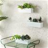 LáLáGreen LaLaGreen, Set di 3 fioriere a sospensione da esterno, lunghe, rettangolari, grandi (30,5 cm), in metallo bianco, per pareti, davanzali, ringhiere, recinzioni, giardini