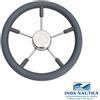 Savoretti Armando VOLANTE TIMONE Ø35 CM A 5 RAZZE INOX E POLIURETANO - BARCA GOMMONE - GRIGIO