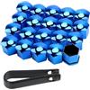 PAITOK Coprimozzo per Dadi Ruota, 20 Pezzi di coprimozzo universali in plastica cromata per bulloni Ruote coprimozzo per Pneumatici con Set di Strumenti di rimozione per Auto (Blu, 17 mm)