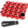 PAITOK Coprimozzo per Dadi Ruota, 20 Pezzi di coprimozzo universali in plastica cromata per bulloni Ruote coprimozzo per Pneumatici con Set di Strumenti di rimozione per Auto (Rosso, 17 mm)