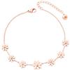 Qings Cavigliera margherita in oro rosa Sette fiori crisantemo Catena a croce regolabile da 25cm Placcato in platino 18K Braccialetto Regalo di gioielli delicati per donne e ragazze