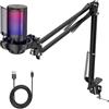 BIGILANTUH Microfono USB Condensatore Gioco RGB Streaming Anti-Pop PC PS4 PS5 Mac Nero