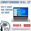 Lenovo Notebook Lenovo ThinkBook 14-ILL Cpu i7-1065G7 Ram 16gb SSD 480gb W11 GRADO B