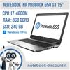 HP Notebook HP ProBook 650 G1 15,6" Cpu i7-4600M Ram 8gb DDR3 SSD 240Gb GRADO B