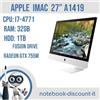 Apple iMac Late 2013 27" A1419 Cpu i7-4771 Ram 32gb DDR3 HDD 1TB Fusion Drive A-
