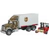 Bruder BRD02828 MACK Granite camion UPS portacontainer con muletto