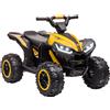 HOMCOM Quad Elettrico per Bambini 12V 2 Velocità Ruote con Clacson Giallo