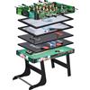 HOMCOM Tavolo da Gioco 6 in 1 in MDF, Resina e Acciaio Inox Multicolore
