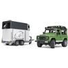 Bruder BRD02592 Land Rover Defender Station Wagon con Rimorchio e 1 Cavallo