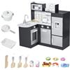 HOMCOM Cucina Giocattolo Legno con Accessori Lavandino Frigo e Microonde Bianco