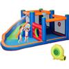 Outsunny Castello Gonfiabile Bambini 3-8 Anni con Scivolo, Trampolino e Piscina