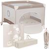 BONNIE Box Bambini Pieghevole 100X100Cm Dalla Nascita Fino 15Kg Con Materasso Le
