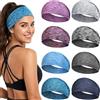 Awumbuk Fascia Capelli Donna, Set da 8 Pezzi, Multicolore con Tinta Unita e Fantasie Assortite, Elastiche e Traspiranti, per Sport Yoga Corsa e Uso Quotidiano (Blu)