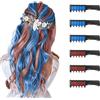 MSDADA Capelli Gesso Pettine per Ragazze,6 Pezzi Gessetti per Capelli Temporanei Gesso Regalo di Compleanno per Bambini Età 5 6 7 8 9 10 Lavabile Tintura per Party,Giorno dei Bambini e Pasqua(Blu+Rosso)