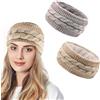 GGUFAY Fascia Capelli Donna Invernale, Fasce per Capelli Fascia Invernale Donna Accessori Capelli Tenere Caldo Copri Orecchie Maglia Fascia Paraorecchie Donna (Cachi, Grigio Chiaro)