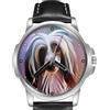 TWK Orologio da Polso Cane Crestato Cinese Raro Cinturino Pelle Quadrante 45mm