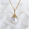COMOTO 12,4 mm + ciondolo a goccia australiano bianco perle dei mari del sud oro gia...