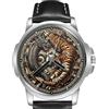 TWK Orologio da Polso Cinese Tigre e Serpente 2 Cinturini in Pelle Quadrante Grande