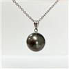 COMOTO Semplice ciondolo rotondo 10,3 mm nero viola perle di Tahiti in oro bianco ma...