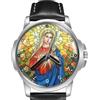 TWK Lady Mary Mosaico Religioso Cinturino Pelle Quadrante Grande Orologio da Polso