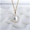 COMOTO Semplice ciondolo ovale 13,3 mm con perle bianche dei mari del sud in oro gia...