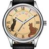 TWD Silhouette Gatto E Volpe Quadrante Romano Alla Moda 38mm Viso Orologio da Polso