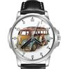 TWK Orologio da Polso Auto Classica Retrò 2 Cinturini Pelle Quadrante Grande